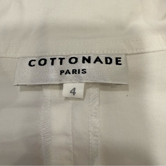 Cottonade Paris Women’s White Shirt Collared V-Neck Back Zip Sz 4 - Picture 10 of 11